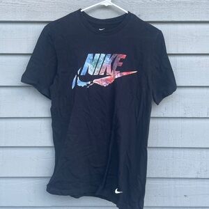 Nike Men's Black Tee with Multicolor Logo